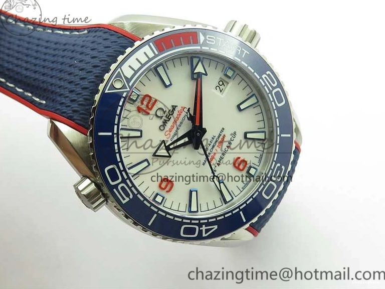 0504 Comfortable Planet Ocean 43.5mm America’s Cup VSF Best Edition White Dial On Blue Gummy Strap A 7900